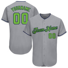 Загрузить изображение в средство просмотра галереи, Custom Gray Neon Green-Navy Authentic Baseball Jersey