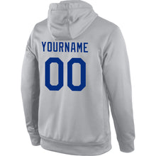 Load image into Gallery viewer, Custom Stitched Gray Royal-Red Sports Pullover Sweatshirt Hoodie