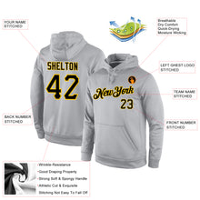 Laden Sie das Bild in den Galerie-Viewer, Custom Stitched Gray Black-Gold Sports Pullover Sweatshirt Hoodie