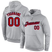 Загрузить изображение в средство просмотра галереи, Custom Stitched Gray Red-Navy Sports Pullover Sweatshirt Hoodie