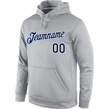 Загрузить изображение в средство просмотра галереи, Custom Stitched Gray Navy-White Sports Pullover Sweatshirt Hoodie
