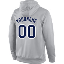 Загрузить изображение в средство просмотра галереи, Custom Stitched Gray Navy-White Sports Pullover Sweatshirt Hoodie