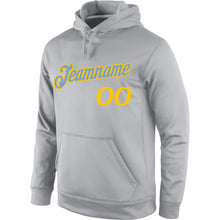 Load image into Gallery viewer, Custom Stitched Gray Gold Sports Pullover Sweatshirt Hoodie
