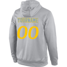 Load image into Gallery viewer, Custom Stitched Gray Gold Sports Pullover Sweatshirt Hoodie