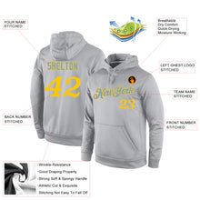 Load image into Gallery viewer, Custom Stitched Gray Gold Sports Pullover Sweatshirt Hoodie