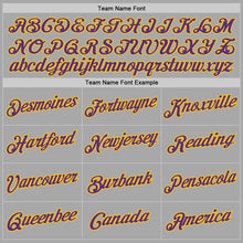 Load image into Gallery viewer, Custom Stitched Gray Purple-Gold Sports Pullover Sweatshirt Hoodie