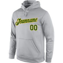 Загрузить изображение в средство просмотра галереи, Custom Stitched Gray Green-Gold Sports Pullover Sweatshirt Hoodie