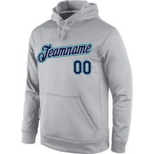 Charger l'image dans la galerie, Custom Stitched Gray Navy-Aqua Sports Pullover Sweatshirt Hoodie