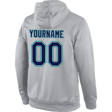 Charger l'image dans la galerie, Custom Stitched Gray Navy-Aqua Sports Pullover Sweatshirt Hoodie