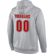 Load image into Gallery viewer, Custom Stitched Gray Orange-Black Sports Pullover Sweatshirt Hoodie