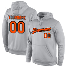 Load image into Gallery viewer, Custom Stitched Gray Orange-Black Sports Pullover Sweatshirt Hoodie