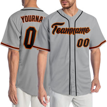 Загрузить изображение в средство просмотра галереи, Custom Gray Black-Orange Authentic Baseball Jersey