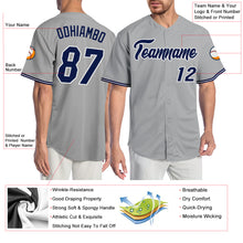 Загрузить изображение в средство просмотра галереи, Custom Gray Navy-White Authentic Baseball Jersey