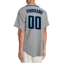 Загрузить изображение в средство просмотра галереи, Custom Gray Navy-Teal Authentic Baseball Jersey