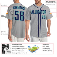 Загрузить изображение в средство просмотра галереи, Custom Gray Navy-Teal Authentic Baseball Jersey