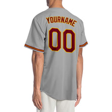 Загрузить изображение в средство просмотра галереи, Custom Gray Crimson-Gold Authentic Baseball Jersey