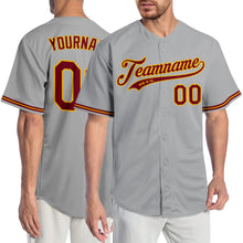 Загрузить изображение в средство просмотра галереи, Custom Gray Crimson-Gold Authentic Baseball Jersey