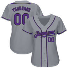 Загрузить изображение в средство просмотра галереи, Custom Gray Purple-Black Authentic Baseball Jersey