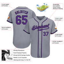 Загрузить изображение в средство просмотра галереи, Custom Gray Purple-Black Authentic Baseball Jersey