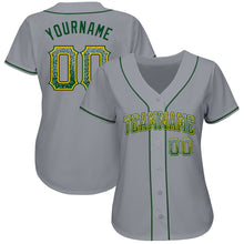 Загрузить изображение в средство просмотра галереи, Custom Gray Green-Gold Authentic Drift Fashion Baseball Jersey