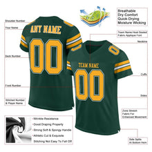 Load image into Gallery viewer, Custom Green Gold-White Mesh Authentic Football Jersey