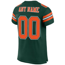 Load image into Gallery viewer, Custom Green Orange-White Mesh Authentic Football Jersey