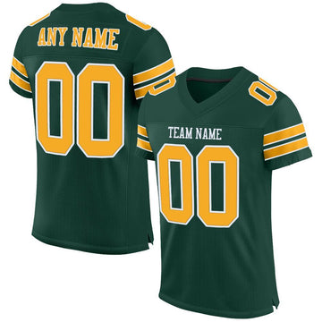 Custom Green Gold-White Mesh Authentic Football Jersey