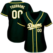Load image into Gallery viewer, Custom Green White-Gold Authentic Baseball Jersey