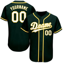 Load image into Gallery viewer, Custom Green White-Gold Authentic Baseball Jersey