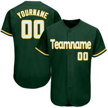 Load image into Gallery viewer, Custom Green White-Gold Authentic Baseball Jersey