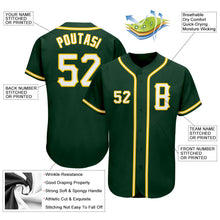 Laden Sie das Bild in den Galerie-Viewer, Custom Green White-Gold Authentic Baseball Jersey