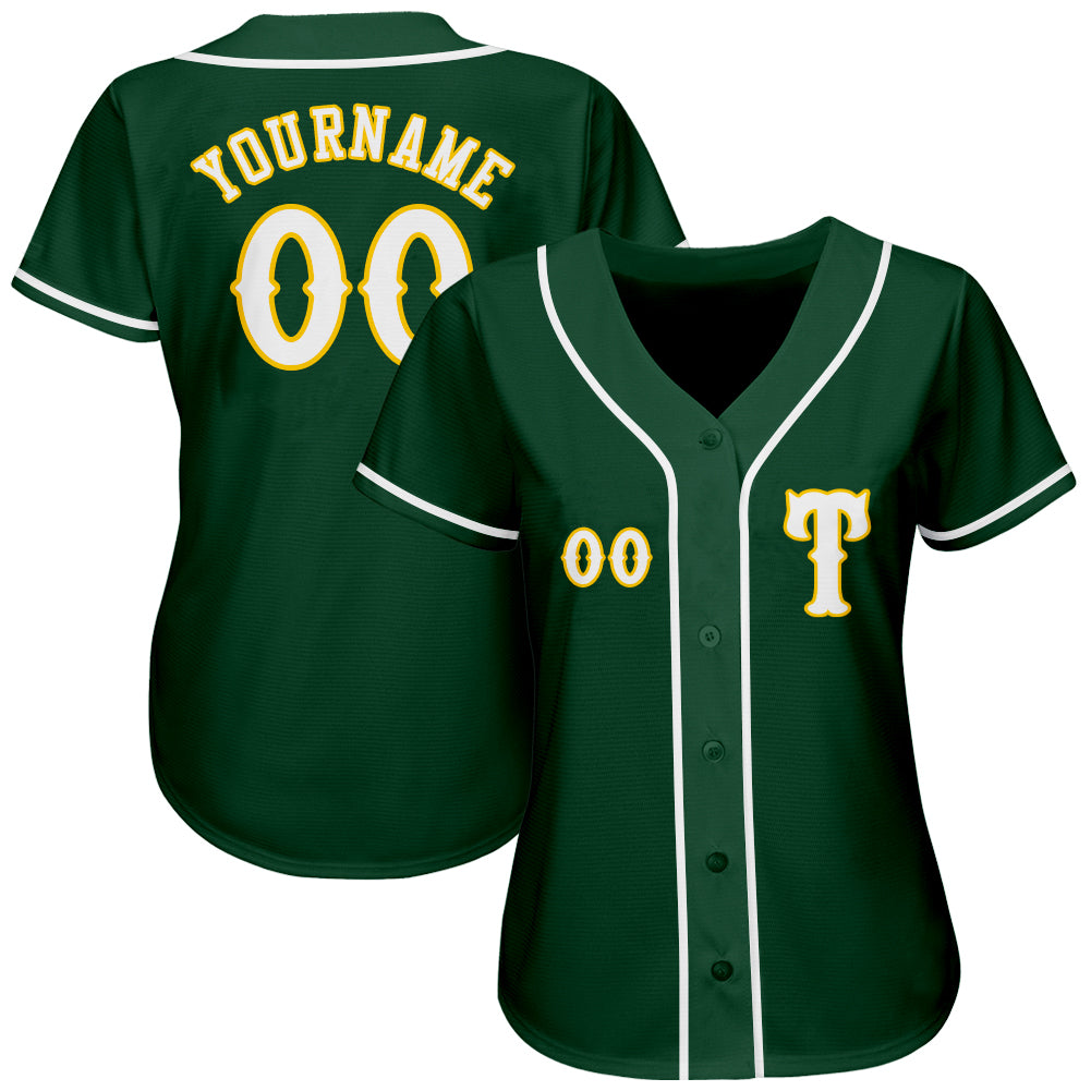 Sale Build Gold Baseball Authentic Green Jersey White – CustomJerseysPro