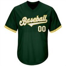 Загрузить изображение в средство просмотра галереи, Custom Green White-Gold Authentic Throwback Rib-Knit Baseball Jersey Shirt