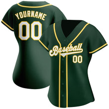 Load image into Gallery viewer, Custom Green White-Gold Authentic Baseball Jersey