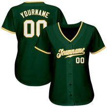 Load image into Gallery viewer, Custom Green White-Gold Authentic Baseball Jersey
