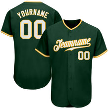 Load image into Gallery viewer, Custom Green White-Gold Authentic Baseball Jersey