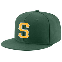 Laden Sie das Bild in den Galerie-Viewer, Custom Green Gold-White Stitched Adjustable Snapback Hat