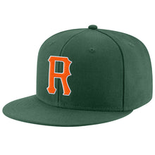 Laden Sie das Bild in den Galerie-Viewer, Custom Green Orange-White Stitched Adjustable Snapback Hat
