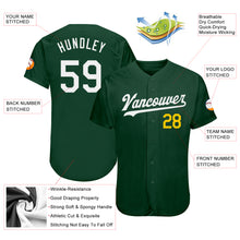 Load image into Gallery viewer, Custom Green White-Gold Authentic Baseball Jersey