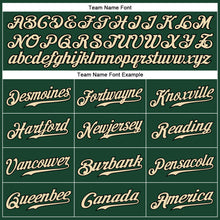 Load image into Gallery viewer, Custom Green White Pinstripe Cream-Black Authentic Baseball Jersey