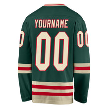Load image into Gallery viewer, Custom Green Cream-Red Hockey Jersey