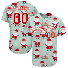 Load image into Gallery viewer, Custom Green Red-White Christmas 3D Authentic Baseball Jersey
