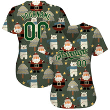 Charger l'image dans la galerie, Custom Green Green-Cream Christmas 3D Authentic Baseball Jersey