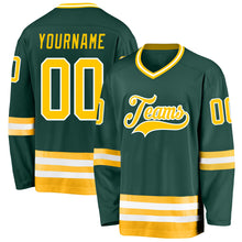 Load image into Gallery viewer, Custom Green Gold-White Hockey Jersey
