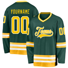 Загрузить изображение в средство просмотра галереи, Custom Green Gold-White Hockey Jersey