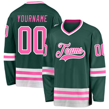 Load image into Gallery viewer, Custom Green Pink-White Hockey Jersey