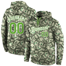 Загрузить изображение в средство просмотра галереи, Custom Stitched Green Neon Green-White 3D Pattern Design Dollar Sports Pullover Sweatshirt Hoodie