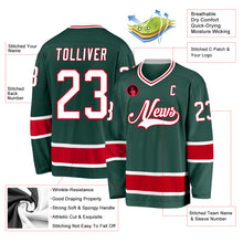 Laden Sie das Bild in den Galerie-Viewer, Custom Green White-Red Hockey Jersey