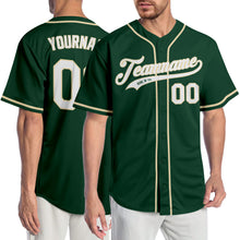 Load image into Gallery viewer, Custom Green White-Cream Authentic Baseball Jersey