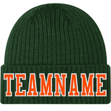 Charger l'image dans la galerie, Custom Green Orange-White Stitched Cuffed Knit Hat